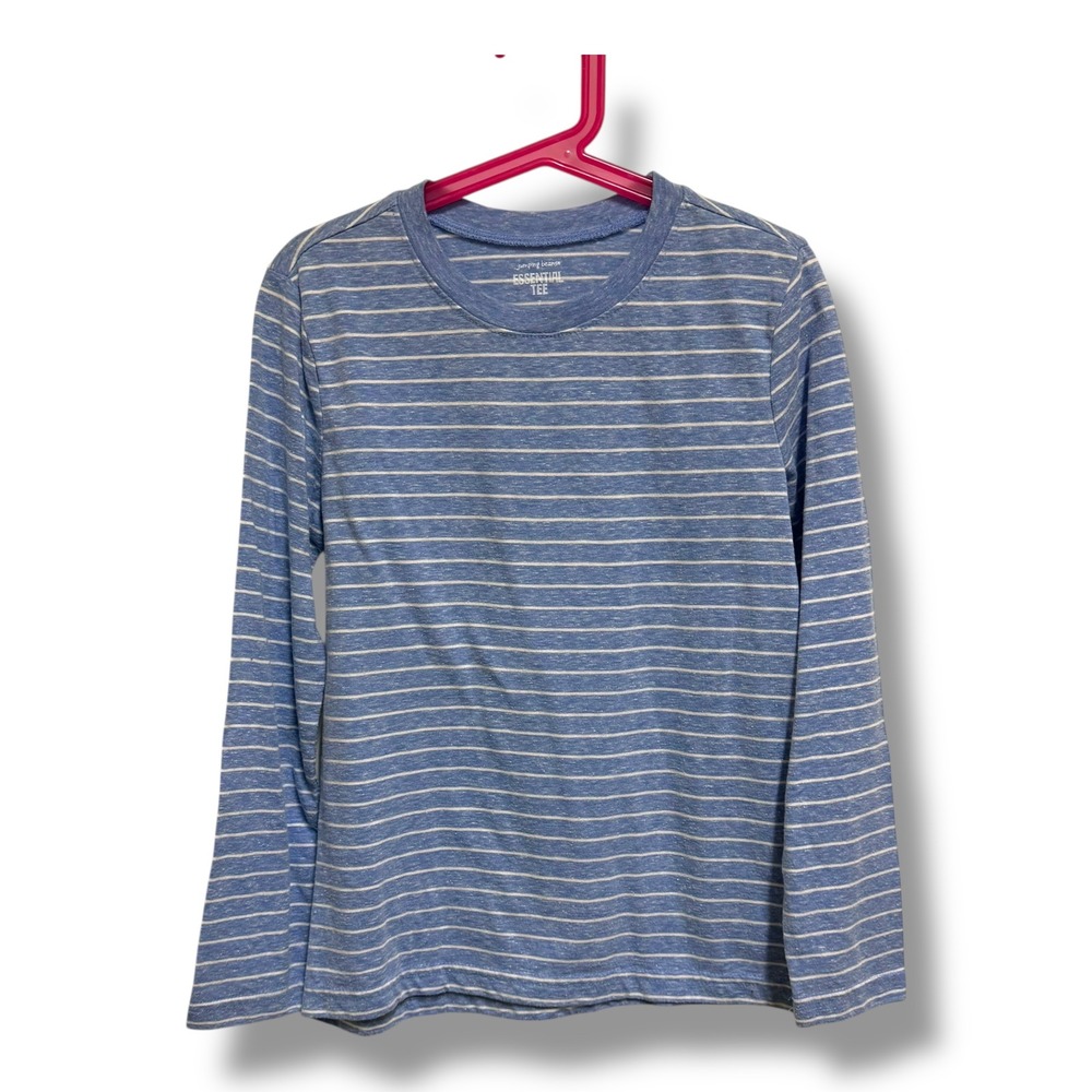 Jumping Beans Essential Tee Sz‎ 7 Blue White Striped Long Sleeve Crew Neck Shirt